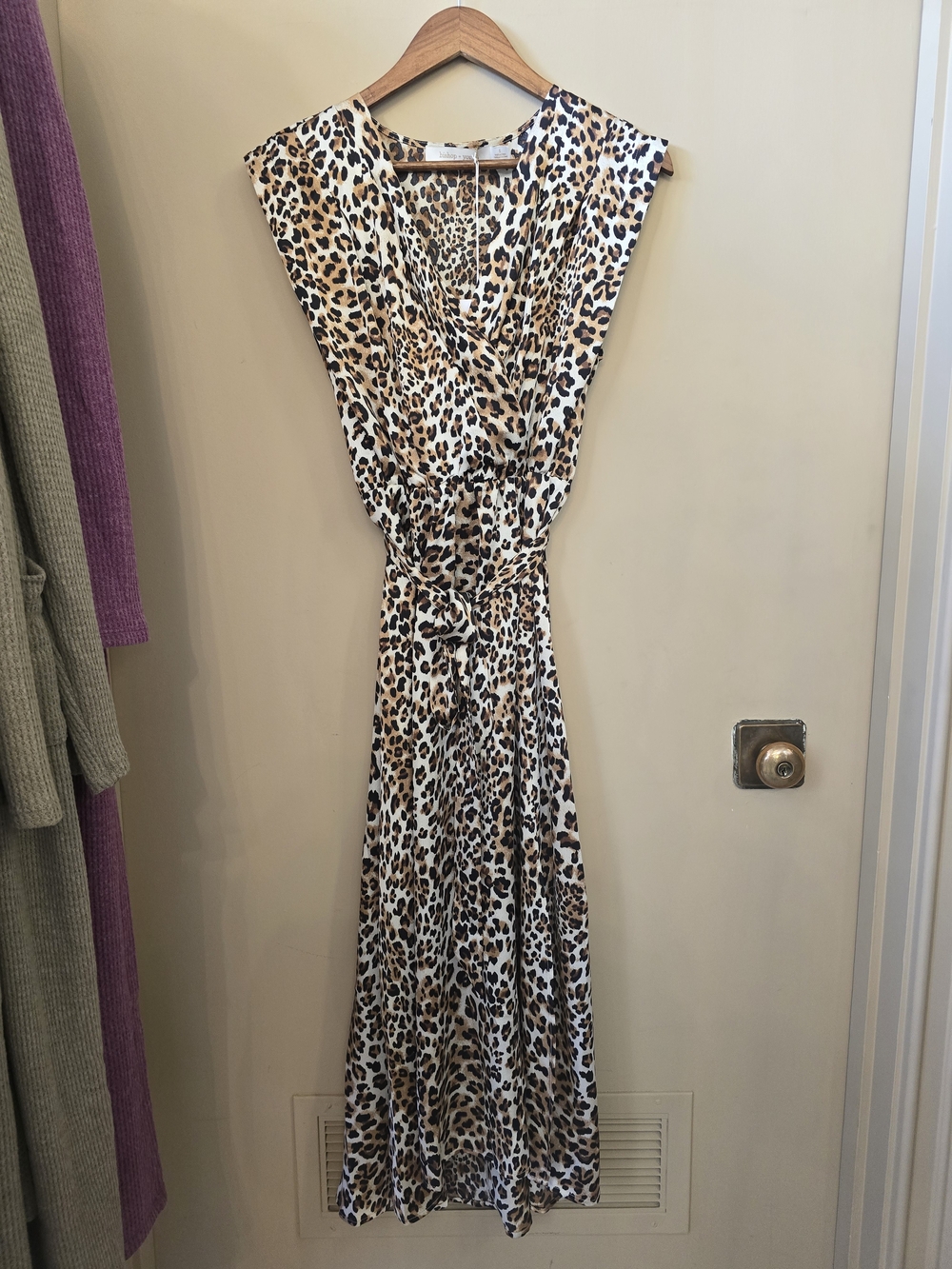 bishop + young Leopard Print Wrap Maxi Dress - Cream & Brown & Black